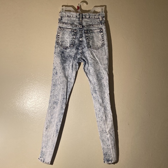 Miss California Distressed High Waisted Skinny Jeans Size Small Navy Blue/White - Picture 3 of 4